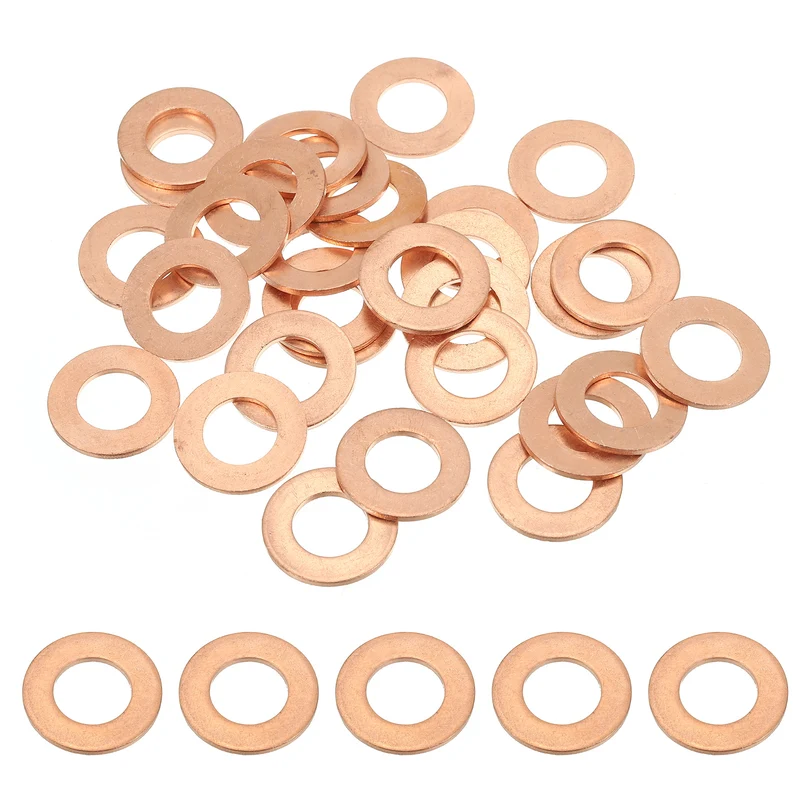 30Pcs M12 Copper Crush Washer Sealing Ring Gasket 12mm ID 22mm OD 1.5mm Thick
