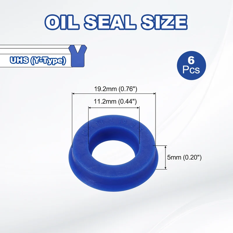6 Pcs UHS Radial Shaft Seal 11.2mm ID x 19.2mm OD x 5mm W TPU Oil Seal Blue