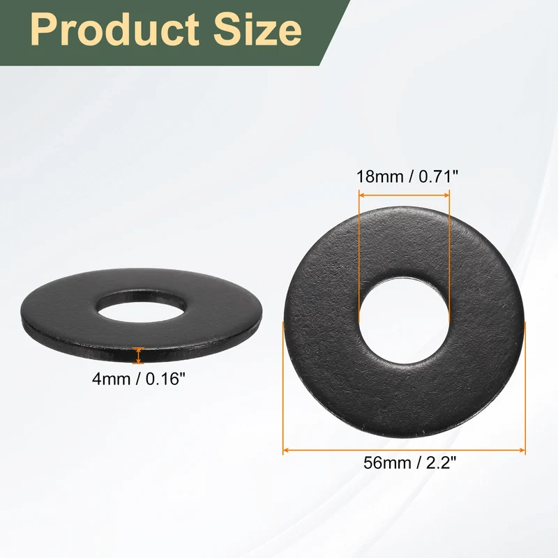 2 Pcs M18 Stainless Steel Flat Washer, 56mm Outer Diameter Flat Washer
