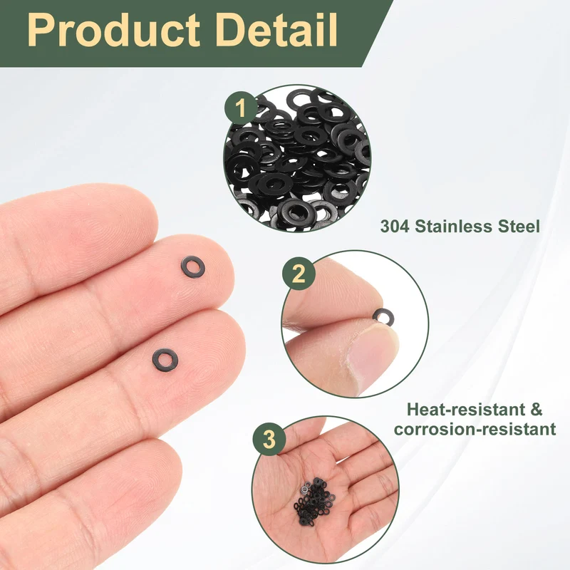 100Pcs M2 Stainless Steel Flat Washer 4.5mm Outer Diameter Flat Washer]