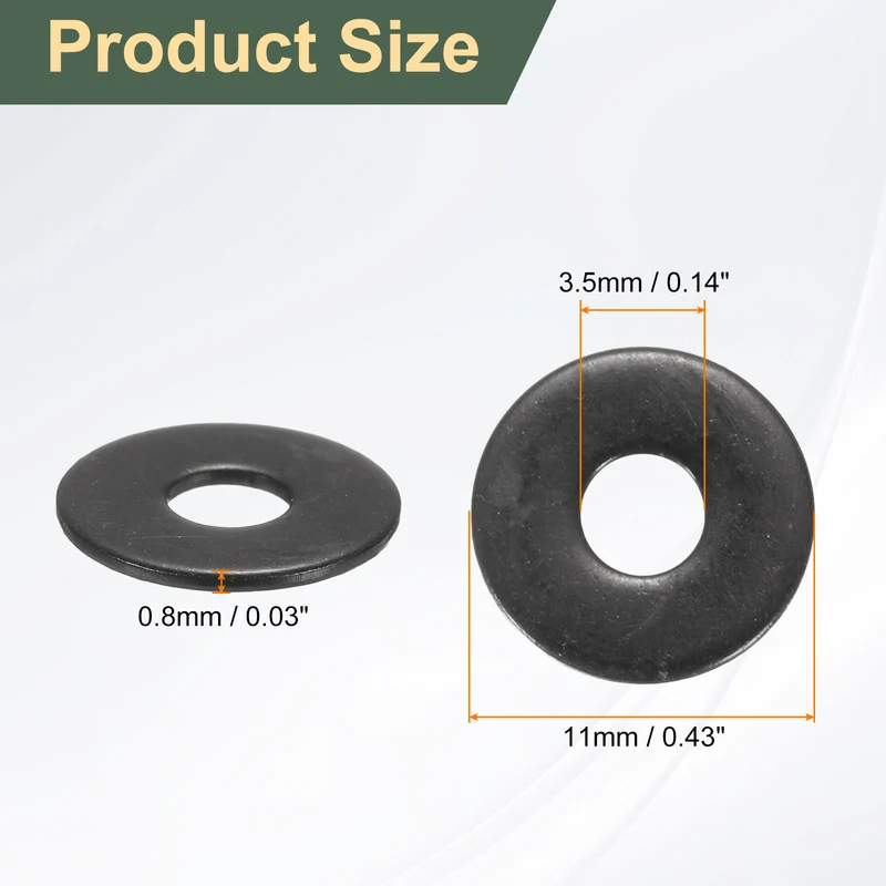 100Pcs M3.5 Stainless Steel Flat Washer 11mm Outer Diameter Flat Washer