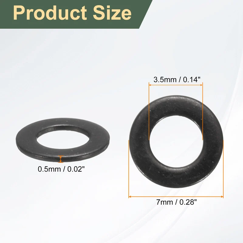 100 Pcs M3.5 Stainless Steel Flat Washer, 7mm Outer Diameter Flat Washer