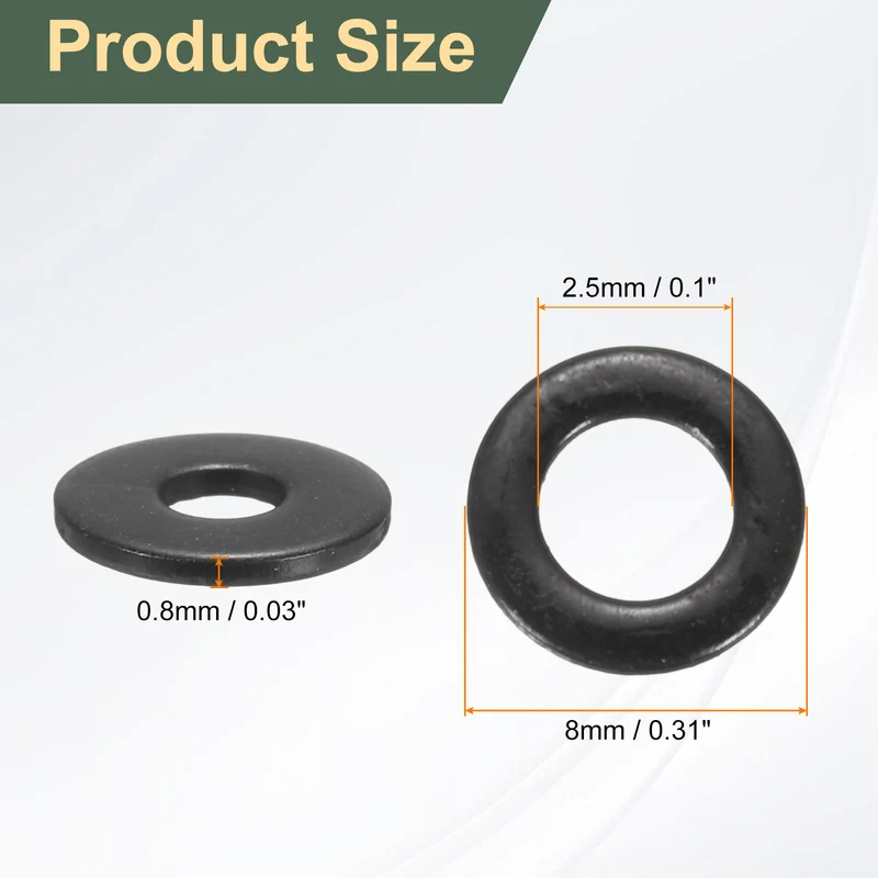 100Pcs M2.5 Stainless Steel Flat Washer 8mm Outer Diameter Flat Washer