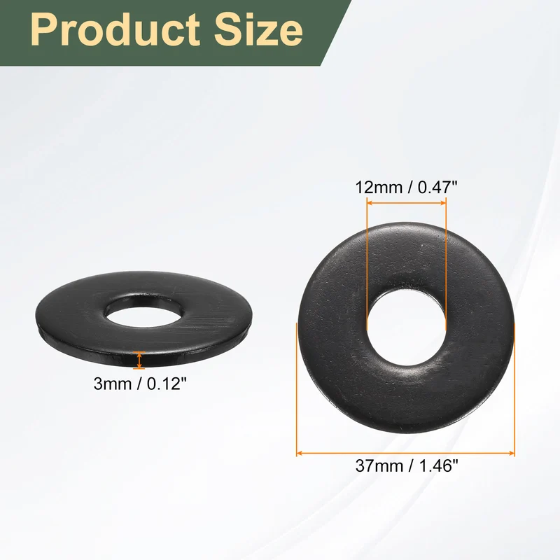 4 Pcs M12 Stainless Steel Flat Washer, 37mm Outer Diameter Flat Washer