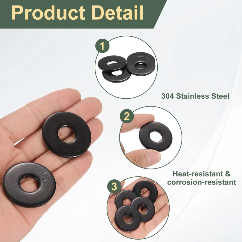4 Pcs M12 Stainless Steel Flat Washer, 37mm Outer Diameter Flat Washer