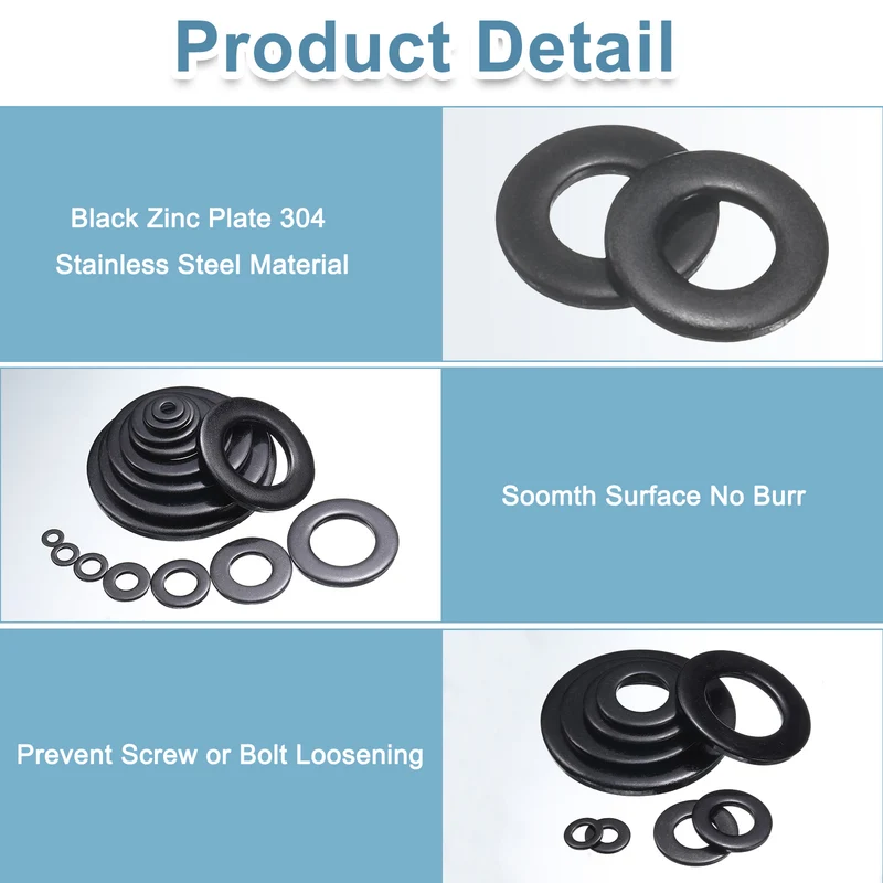 100Pcs M4 Stainless Steel Flat Washers 4.3mm ID x 9mm OD x 0.8mm Thick