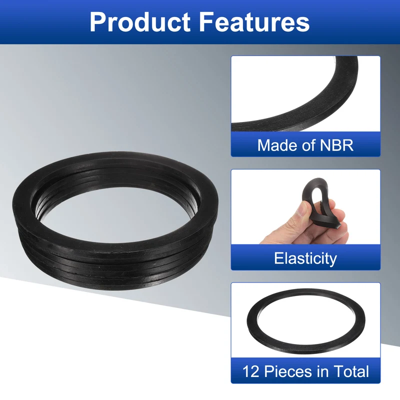 6Pcs Nitrile Rubber Flat Washer DN125 4-15/16"OD X5-3/4"ID x 1/4"Thick Black)
