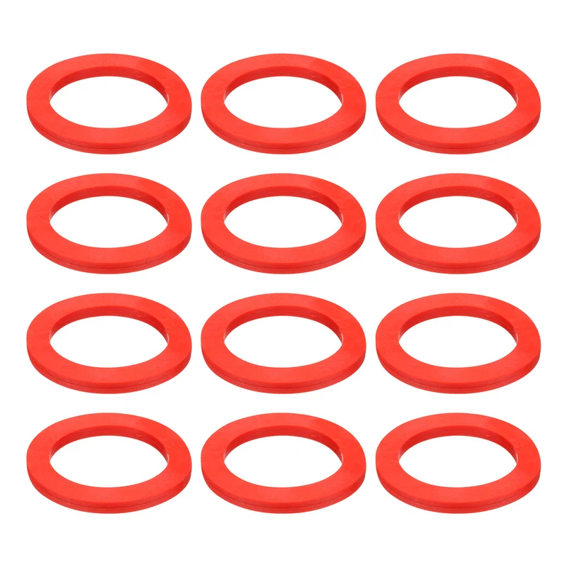 12Pcs Silicone Flat Washer DN65 3 5/32" OD x2 1/2" ID x 1/4" Thickness Red)