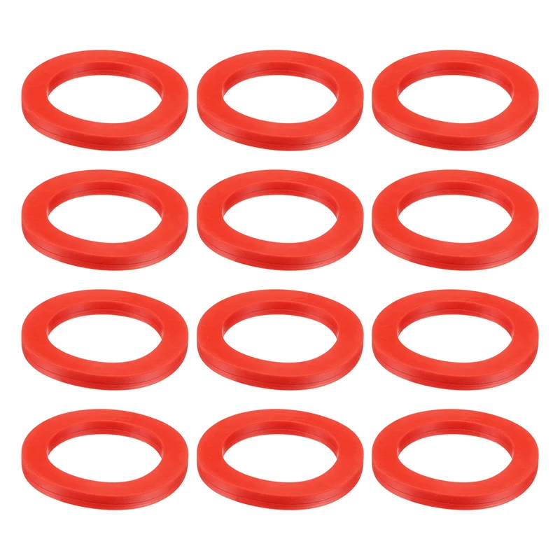 12Pcs Silicone Flat Washer DN20 2 19/32" OD x2" ID x 1/4" Thickness Red