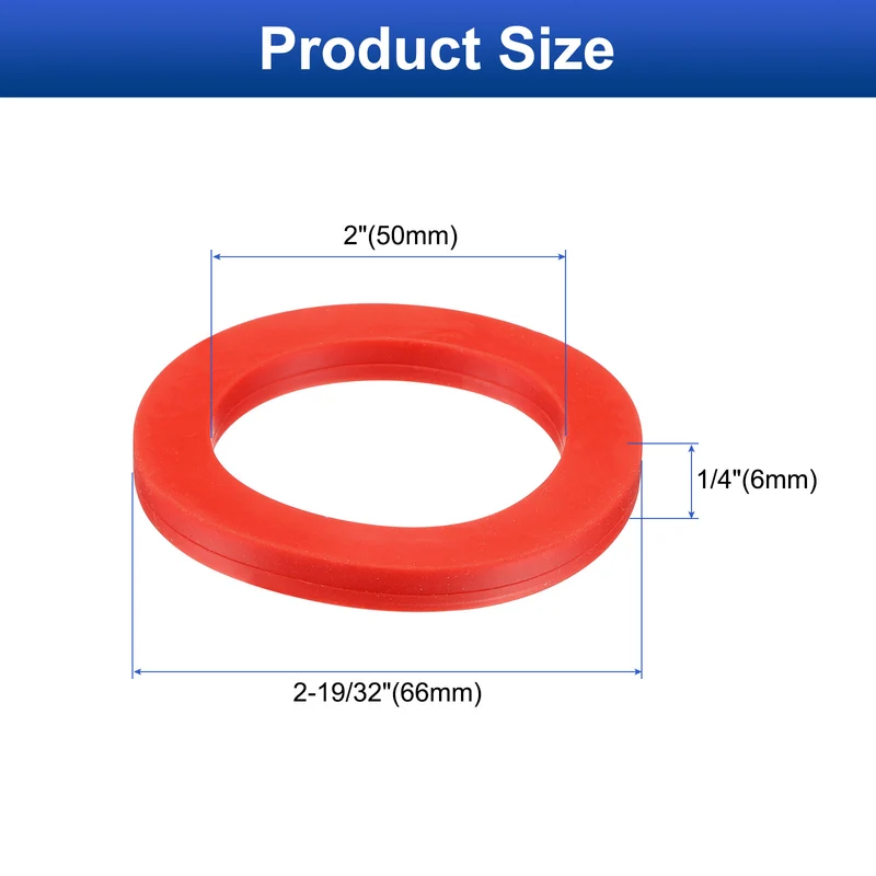 12Pcs Silicone Flat Washer DN20 2 19/32" OD x2" ID x 1/4" Thickness Red