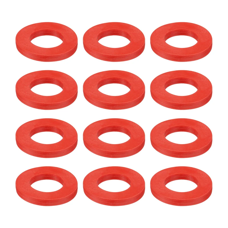 12Pcs Silicone Flat Washer DN32 1 13/16" OD x1-3/8" ID x 1/4" Thickness Red