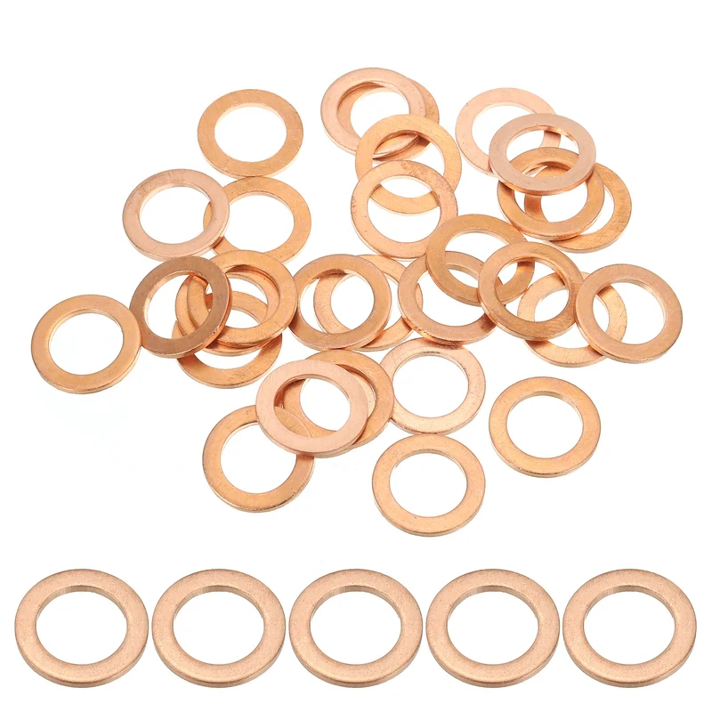 30Pcs M12 Copper Crush Washer Sealing Ring Gasket 12mm ID 18mm OD 1.5mm Thick