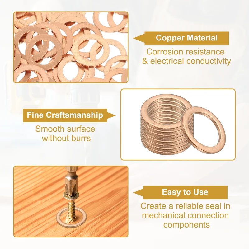 25Pcs M12 Copper Crush Washer Sealing Ring Gasket 12mm ID 18mm OD 1mm Thick
