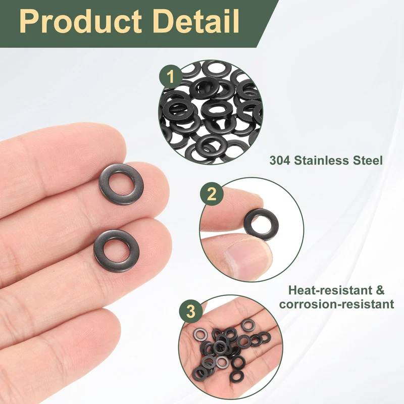 100Pcs M6 Stainless Steel Flat Washer 11mm Outer Diameter Flat Washer