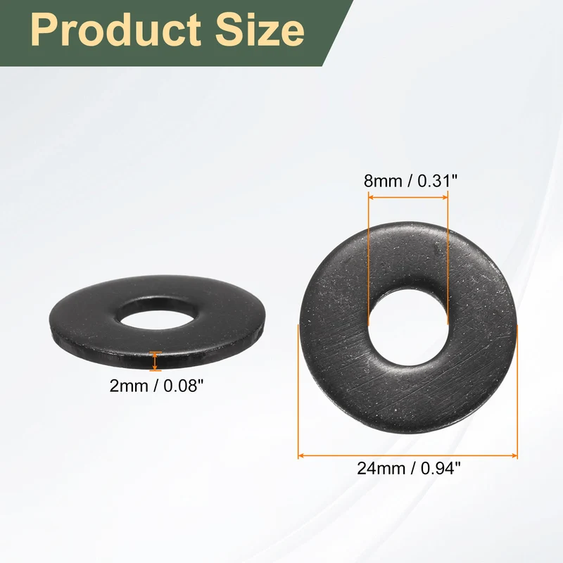 20Pcs M8 Stainless Steel Flat Washer 24mm Outer Diameter Flat Washer)