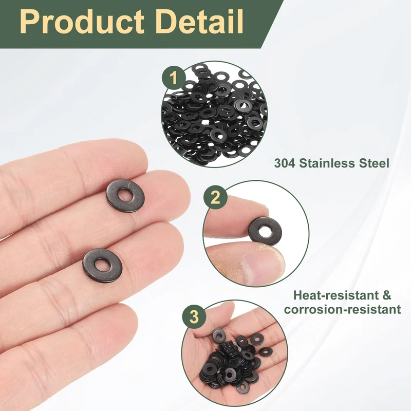100Pcs M4 Stainless Steel Flat Washer 12mm Outer Diameter Flat Washer