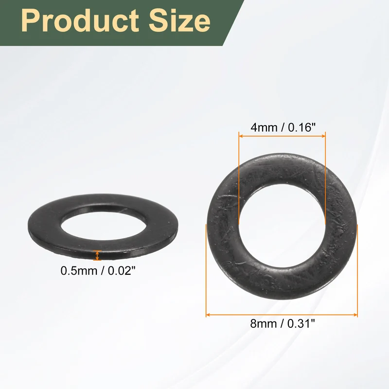 100Pcs M4 Stainless Steel Flat Washer 8mm Outer Diameter Flat Washer