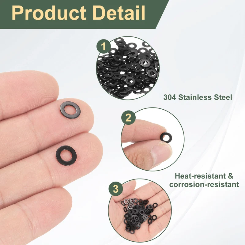 100Pcs M4 Stainless Steel Flat Washer 8mm Outer Diameter Flat Washer