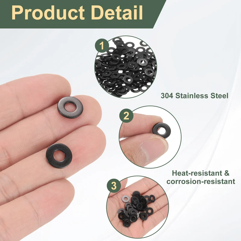 200 Pcs #8 Stainless Steel Flat Washer, Flat Washer
