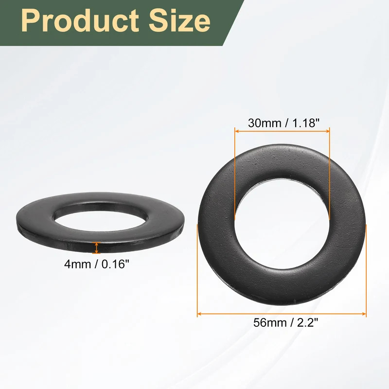 2 Pcs M30 Stainless Steel Flat Washer, 56mm Outer Diameter Flat Washer