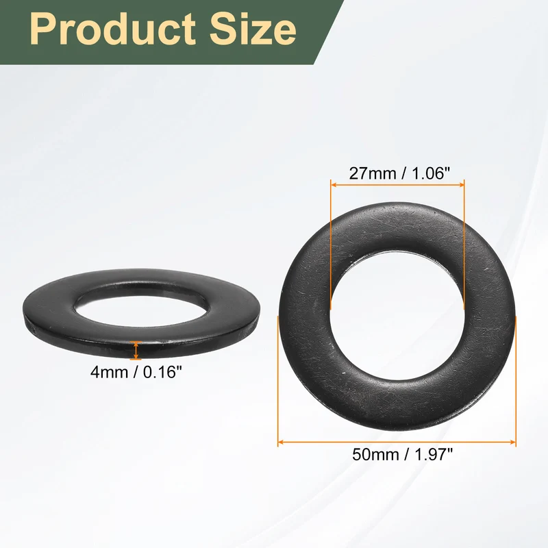 4 Pcs M27 Stainless Steel Flat Washer, 50mm Outer Diameter Flat Washer