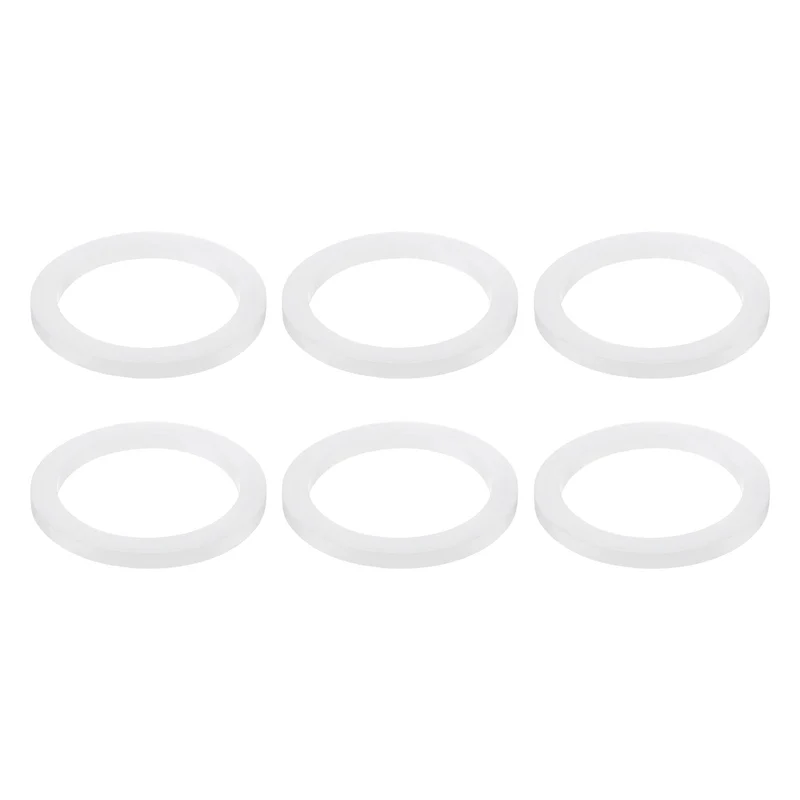 6Pcs Silicone Flat Washer DN65 3 5/32" OD x2 1/2" ID x 1/4" Thickness, White