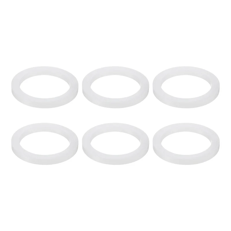 6Pcs Silicone Flat Washer DN20 2 19/32" OD x2" ID x 1/4" Thickness White