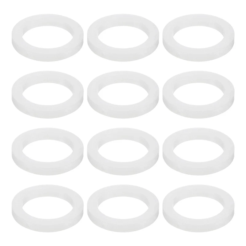 12Pcs Silicone Flat Washer DN40 2 5/32" OD X1 1/2" ID x 1/4" Thickness, White