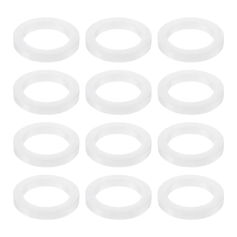12Pcs Silicone Flat Washer DN32 1 13/16" OD x1 1/5" ID x 1/4" Thickness, White