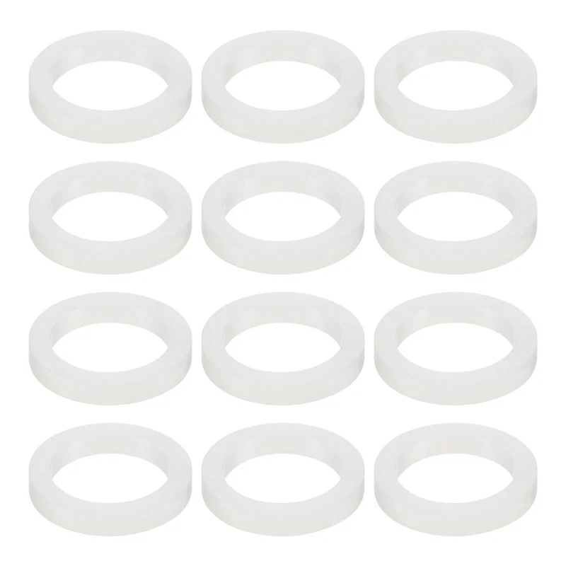 12Pcs Silicone Flat Washer DN25 1 3/8" OD x1" ID x 1/4" Thickness White