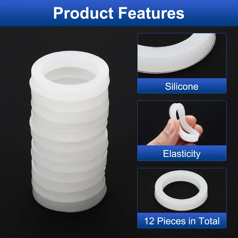 12Pcs Silicone Flat Washer DN25 1 3/8" OD x1" ID x 1/4" Thickness White