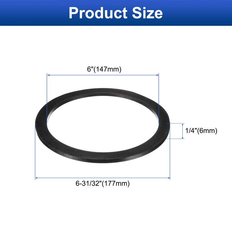 6Pcs Nitrile Rubber Flat Washer DN150 6 31/32"OD x6"ID x 1/4"Thick Black)