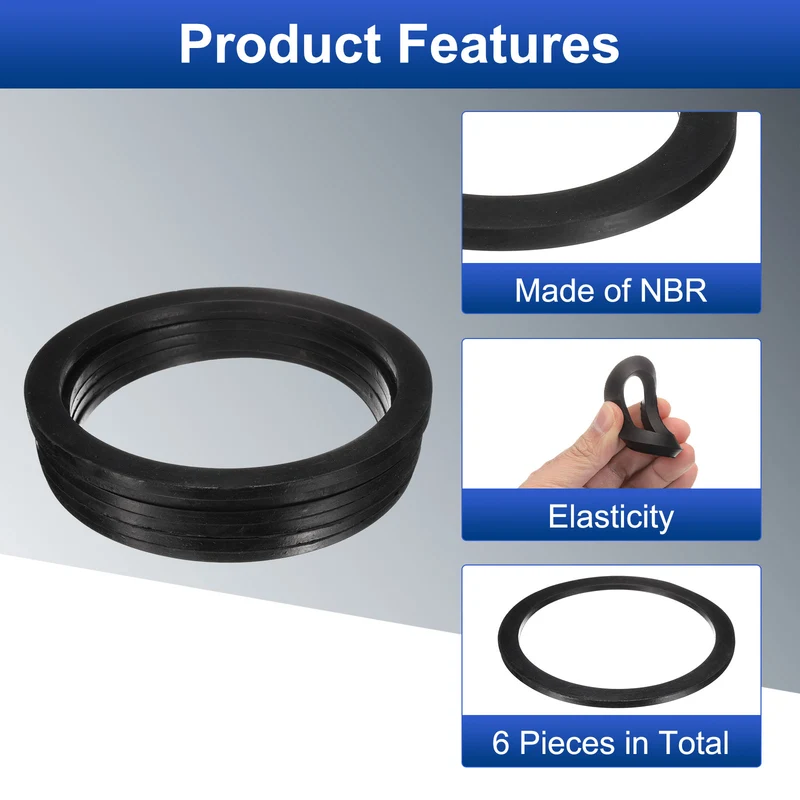 6Pcs Nitrile Rubber Flat Washer DN150 6 31/32"OD x6"ID x 1/4"Thick Black)
