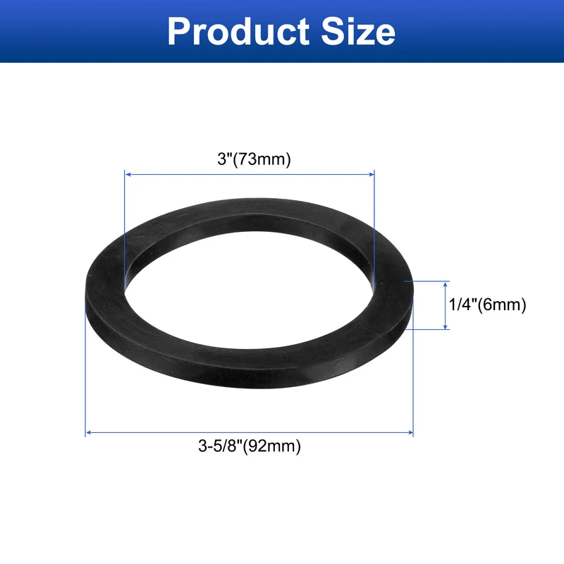 12 Pcs Nitrile Rubber Flat Washer DN80 3 5/8"OD x3"ID x 1/4"Thick, Black