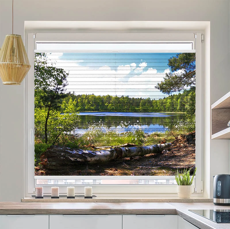 Plissee Motiv "Waldsee Panorama"