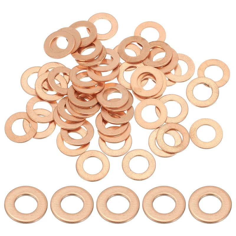 50Pcs M8 Copper Crush Washer Sealing Ring Gasket 8mm ID 14mm OD 1mm Thick