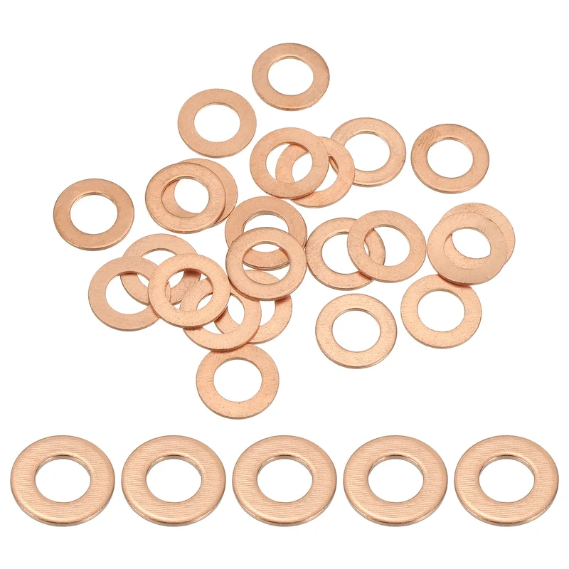 25Pcs M8 Copper Crush Washer Sealing Ring Gasket 8mm ID 14mm OD 1mm Thick