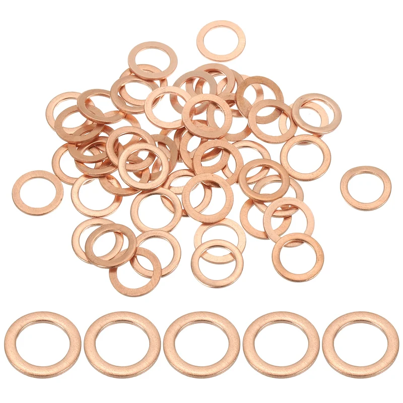 50Pcs M8 Copper Crush Washer Sealing Ring Gasket 8mm ID 12mm OD 1mm Thick