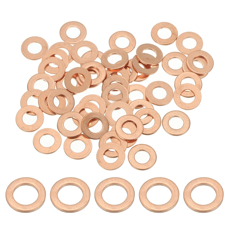 50Pcs M6 Copper Crush Washer Sealing Ring Gasket 6mm ID 12mm OD 1mm Thick