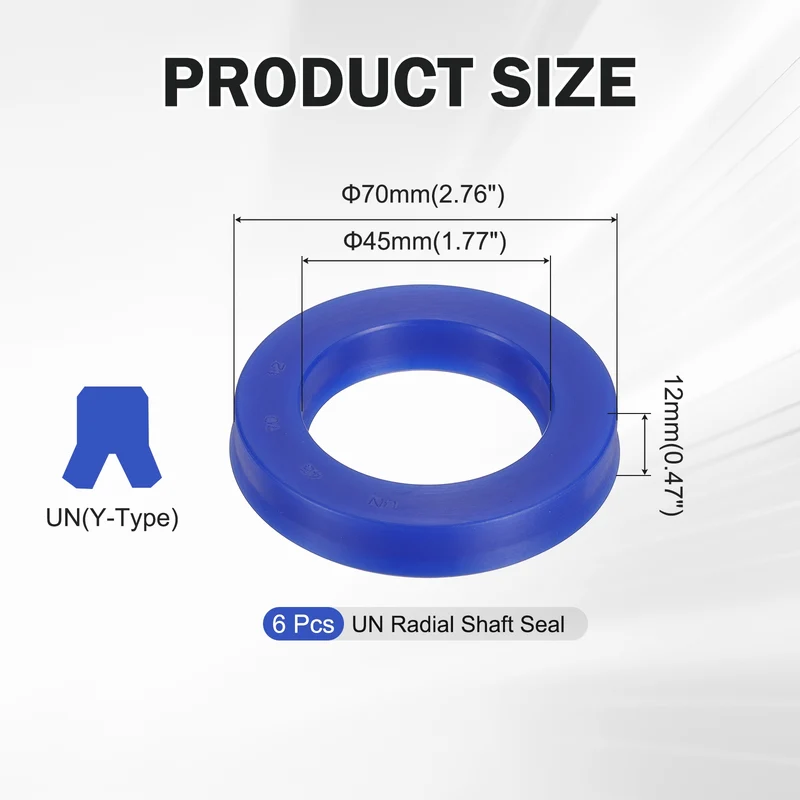 2 Pcs UN Radial Shaft Seal, 45mm ID x 70mm OD x 12mm Width TPU Oil Seal, Blue
