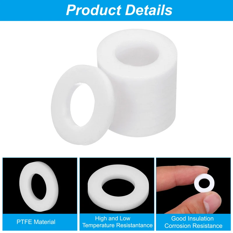 Flat Washers, 50 Pcs 15mm OD 8mm ID 2mm Thickness PTFE Seal Washers Flange Gasket Sealing Gasket for Faucet Pipe Water Hose