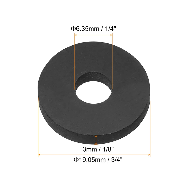 60Pcs Rubber Washers, 3/4" OD x 1/4" ID x 1/8" Thickness Rubber Grommets