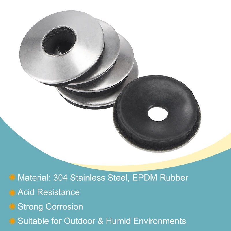 20pcs Bonded Sealing Washers 14x4.8x2.8mm Stainless Steel EPDM Screw Gasket