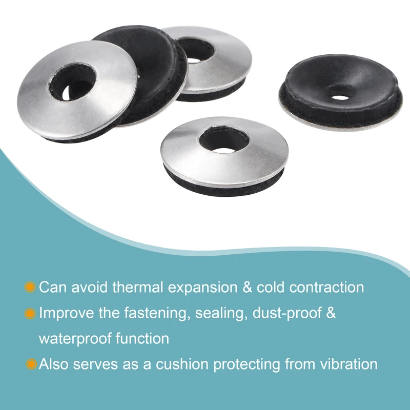20pcs Bonded Sealing Washers 14x4.8x2.8mm Stainless Steel EPDM Screw Gasket