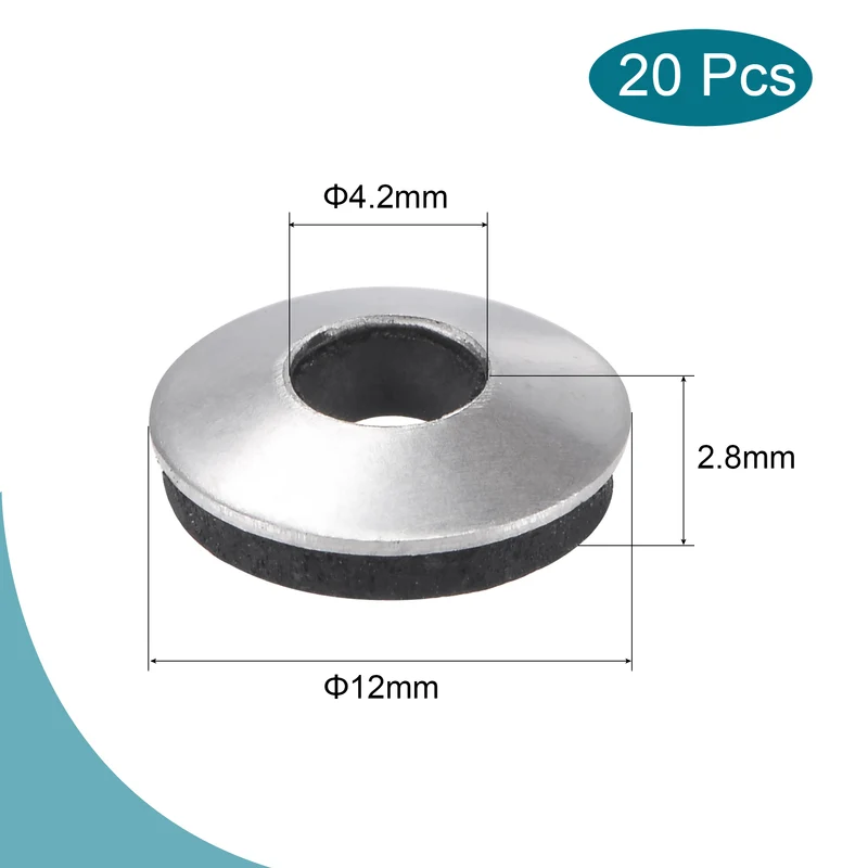 20pcs Bonded Sealing Washers 12x4.2x2.8mm Stainless Steel EPDM Screw Gasket