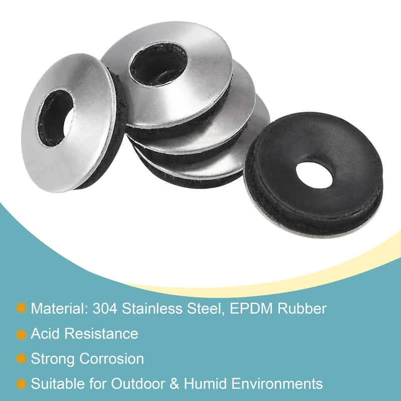 20pcs Bonded Sealing Washers 12x4.2x2.8mm Stainless Steel EPDM Screw Gasket