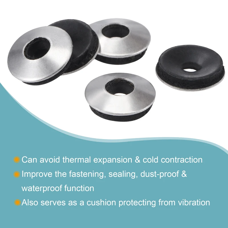 20pcs Bonded Sealing Washers 12x4.2x2.8mm Stainless Steel EPDM Screw Gasket