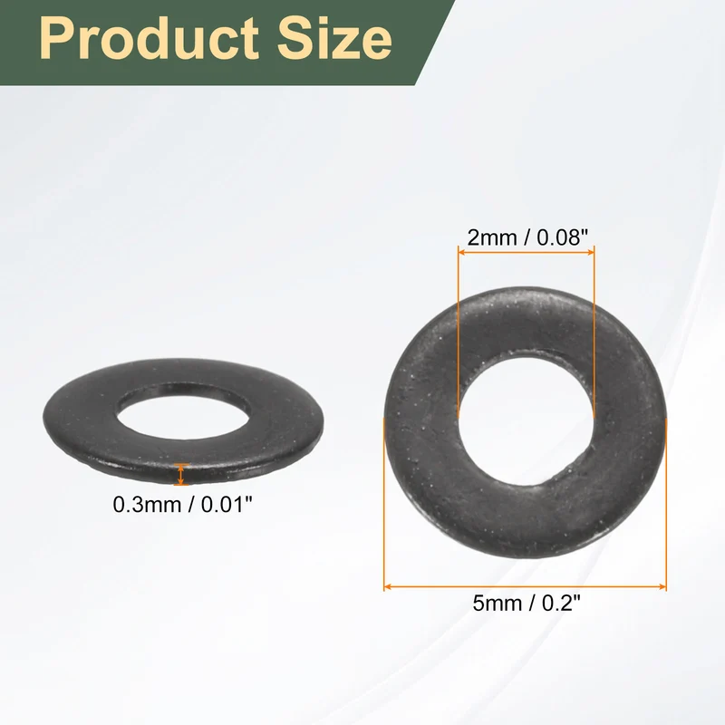 200 Pcs M2 Stainless Steel Flat Washer, 5mm Outer Diameter Flat Washer