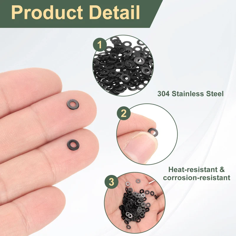 200 Pcs M2 Stainless Steel Flat Washer, 5mm Outer Diameter Flat Washer