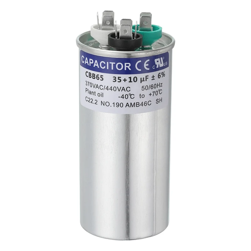 CBB65 Capacitor, 35+10uF 370-440 VAC 50/60Hz Aluminium Round Capacitor